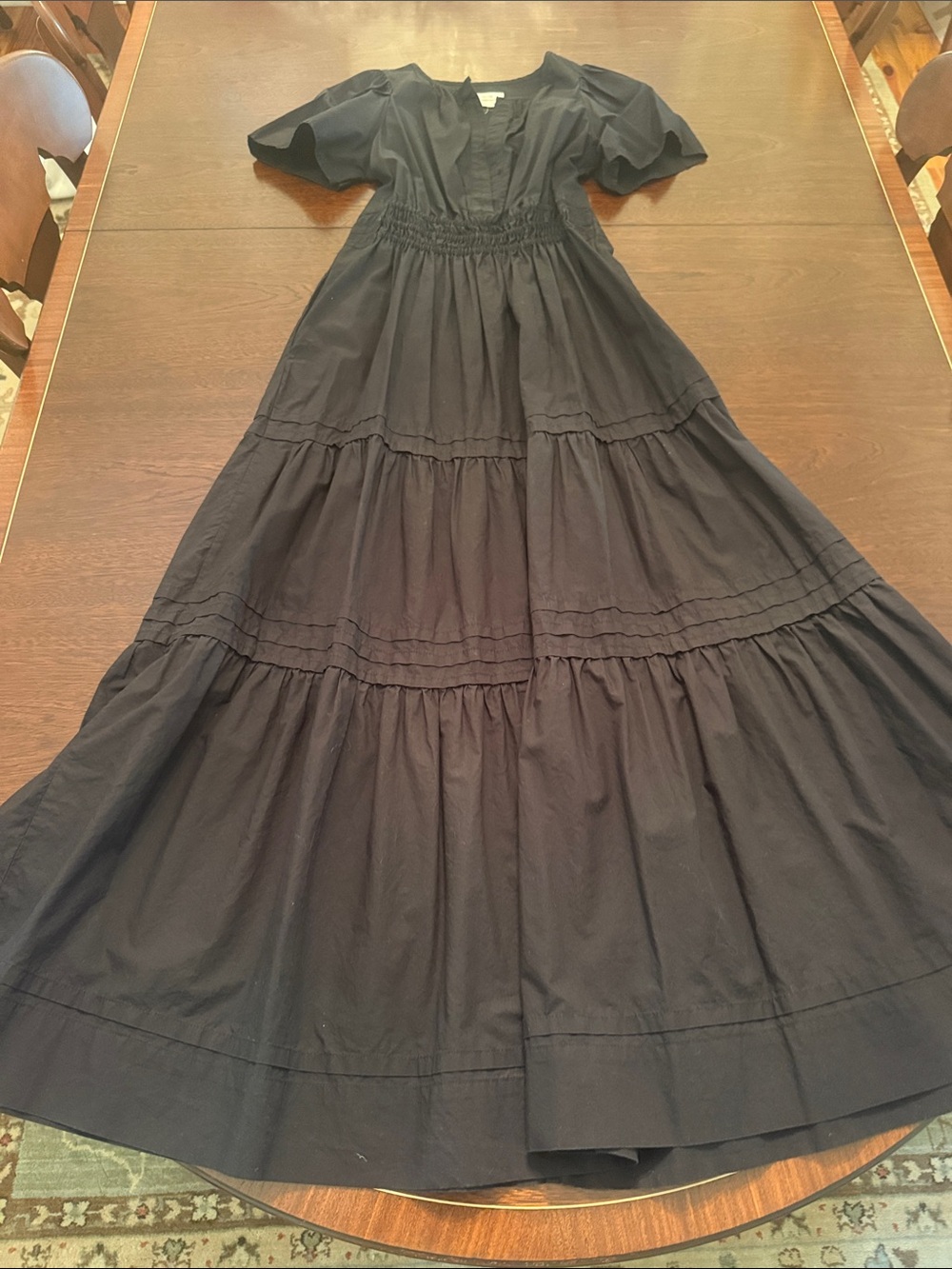 Anthropologie Somerset Black Tiered Maxi Dress Size XXS